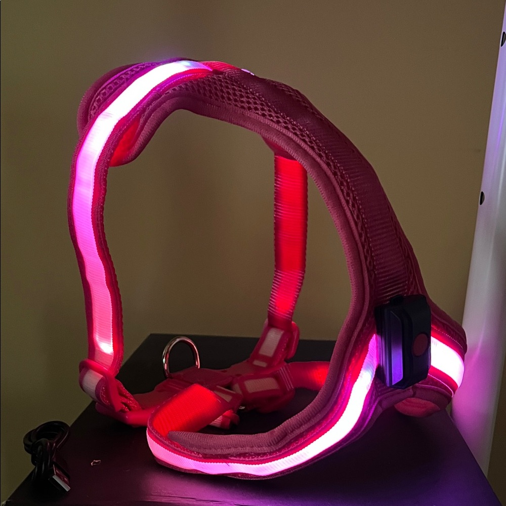 LED Dog Harness with USB Charger size Medium